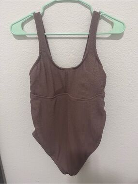 Ingrid & Isabel Chocolate Brown Textured One-Piece Swim